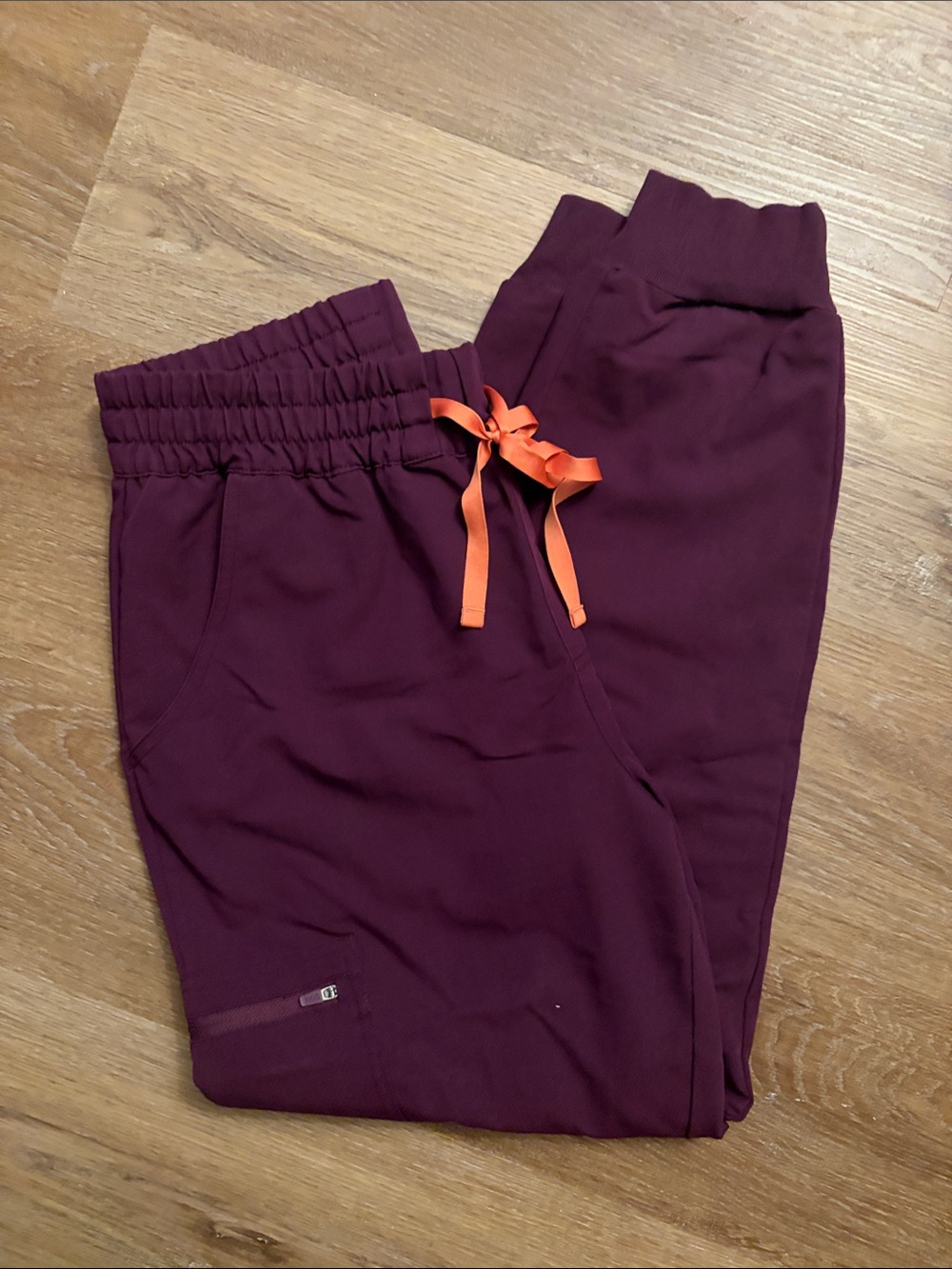 Women’s Plum Figs Jogger Scrub Pants with Orange Drawstring